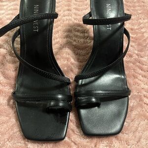 Nine West Black Strappy Heels